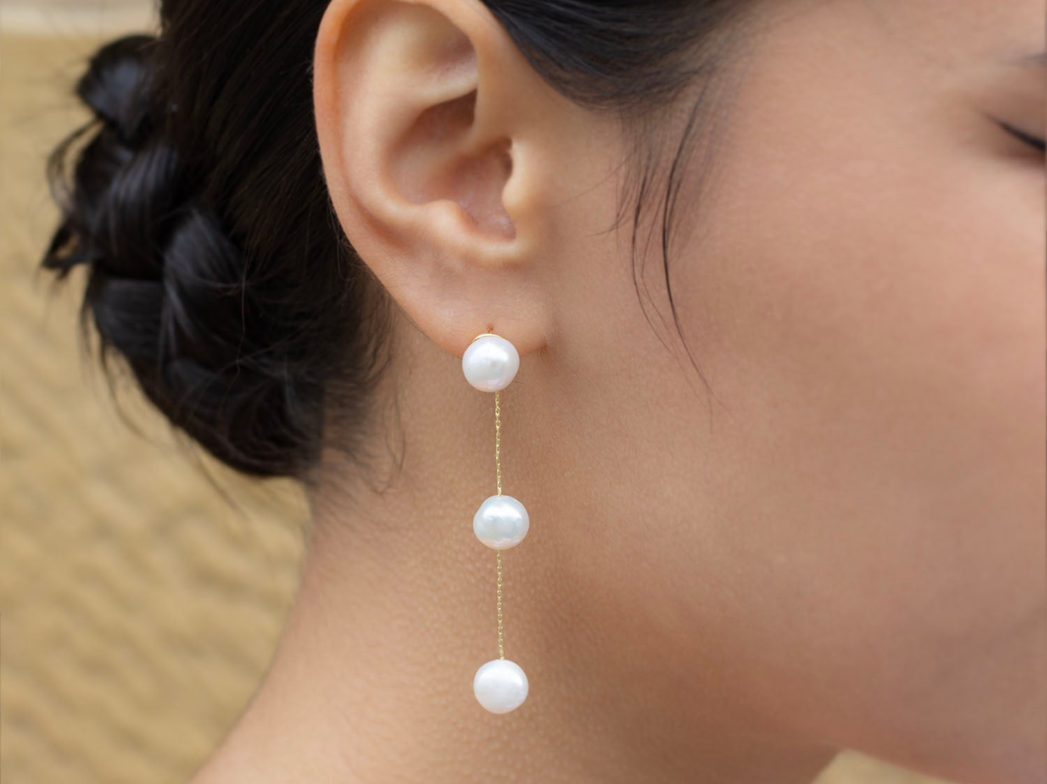 Jade - Freshwater Pearl Drop Bridal Earrings