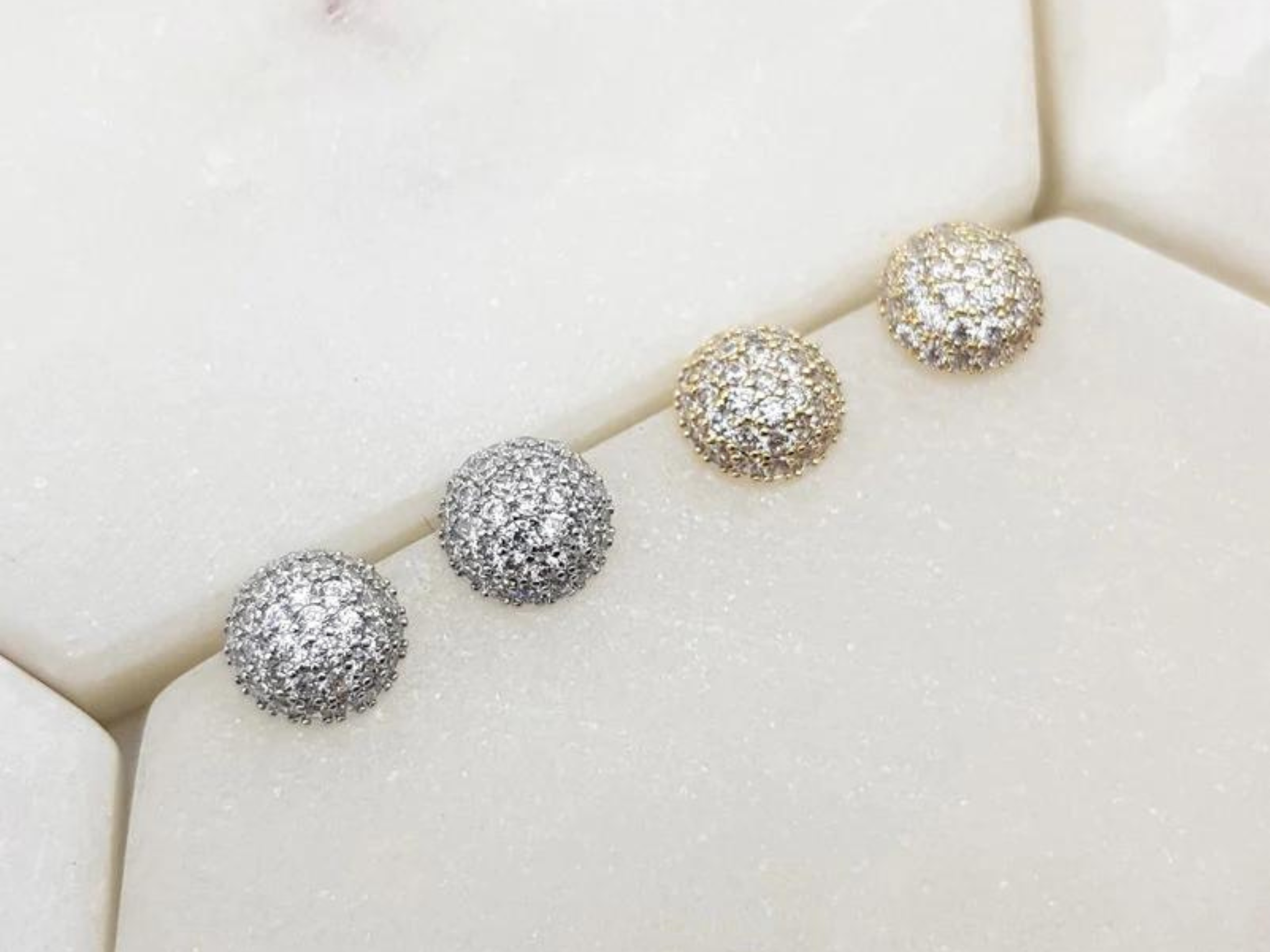 Tilly - Round Pave Crystal Bridal Stud Earrings