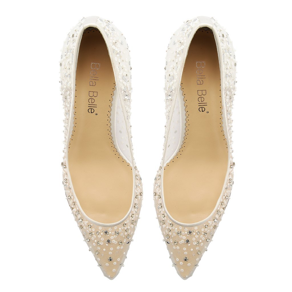 Bella Belle - Evelyn - Sequin Low Ivory Wedding Shoes - Wedding Shoes Sydney