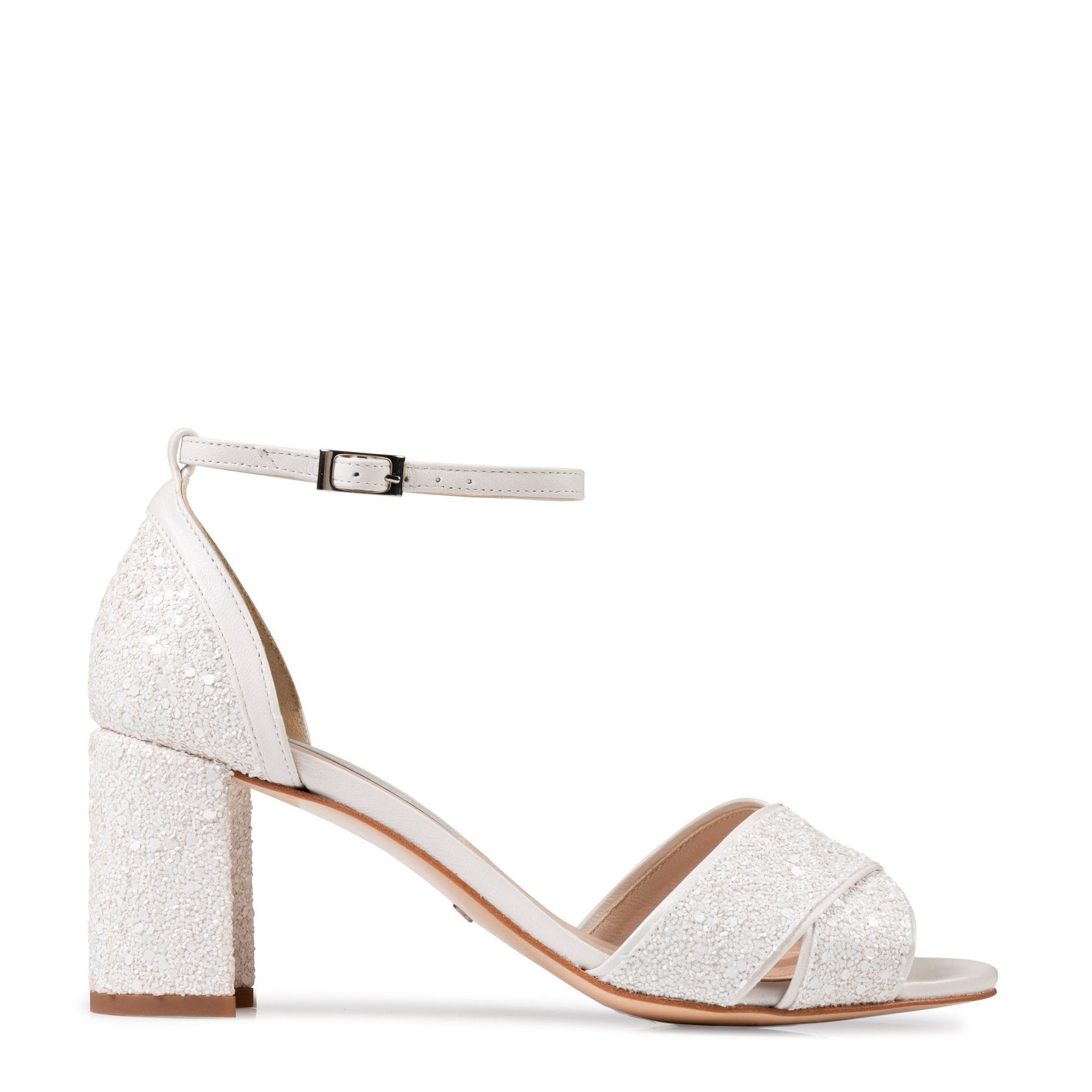 Imogen - Pearl Encrusted Bridal Block Heel - Size 6 Only