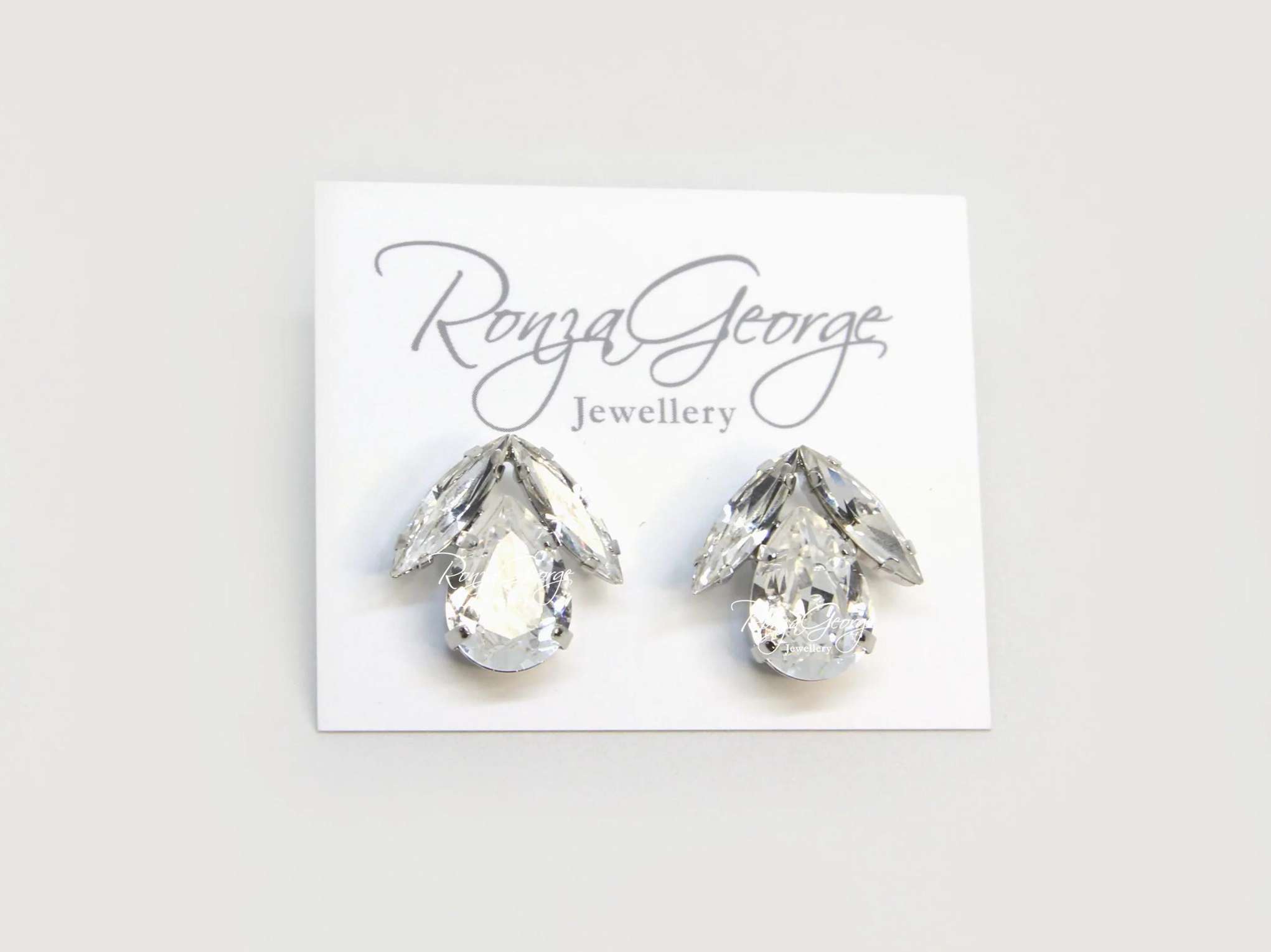 Bird Studs - Silver Swarovski Bridal Cluster Earrings